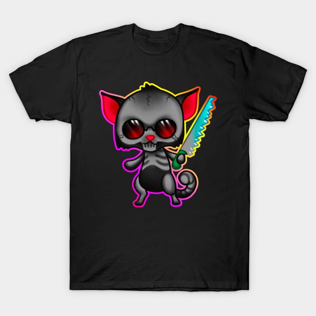 Cat skeleton  with outline T-Shirt by HandsHooks